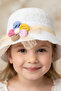 Gift for Girls: Summer Daisy Detailed White Beach Hat |   Boho Style Tulle Detailed Model - 2