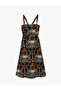 Floral Ethnic Patterned Black Women's Dress 6Sak80102Ew - 6
