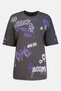 Women Crew Neck Short Sleeve Graphic Print T-Shirt, Dark Grey - 3