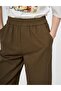 Sporty Stitched Viscose Trousers Khaki - 6