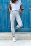 Women's Gray Elastic Waist, Elastic Cuffs, Pockets, Sweatpants - Trousers 2888 - 2