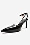 Thalia Black Patent Leather Pointed Toe Women's Thin Heeled Shoes with Charms - 6