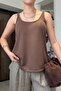 New Season Deep Neckline Strap Tank Top - Brown - 2