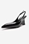 Felon Black Patent Leather Women's Wedge Heeled Shoes - 6