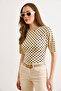 Women's Beige Three Quarter Sleeve Polka Dot Polyamide Blouse Blz-19003334 - 4