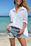 Italian White Embroidered Cotton Casual Woven Shirt 70 60