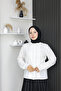 Lace Embroidery Detailed Collar and Pleated Front Shirt - 4