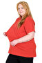 Real Plus Size Women's T-Shirt Lycra V-Neck 20150 Coral - 3