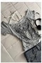 Gothic Wing Note Y2K Short Sleeve Blouse with Additional Strap - 2