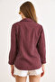 Women's Burgundy Striped Draped Woven Shirt Gml-19001427 - 6