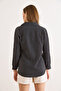 Women's Black Striped Draped Woven Shirt Gml-19001427 - 6