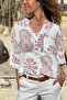 Italian White-Pink Judge Collar Ethnic Patterned Cotton Loose Woven Blouse 70 60