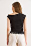 Women's Black Single Shoulder Lace Detailed Single Jersey Blouse Blz-19003332 - 6