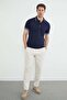 Half Zipper Striped Polo Neck T-Shirt - 6