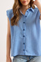 Women's Blue Shoulder Detailed Gingham Sleeveless Shirt Gml-19001444 - 4