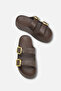 Women's Brown Buckle Double Strap Daily Comfortable Light Sole Eva High Platform Sole Slippers - 3
