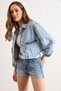 Women's Blue Pocket Stone Detailed Crop Denim Jacket Ckt-19000528 - 5