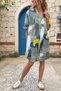 Italian Khaki-Grey Judge Collar Geometric Patterned Cotton Loose Woven Shirt Dress 100 55 - 7