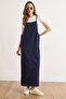 Women's Navy Blue Adjustable Strap Slim Gabardine Dress Elb-19002644