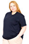 Real Plus Size Women's T-Shirt Lycra V-Neck 20150 Dark Blue - 2