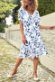 Italian White Boat Neck Ethnic Patterned Washed Skirt Double Layer Cotton Woven Dress 100 45 - 2