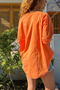 Italian Orange Buttoned Collar Washed Shoulder Mesh Sequin Appliqué Loose Woven Blouse 70 55 - 2