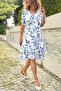 Italian White Boat Neck Ethnic Patterned Washed Skirt Double Layer Cotton Woven Dress 100 45