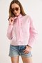 Women's Pink Halter Neck Cotton Shirt with Detailing Gml-19001446 - 5