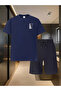 Never Shorts and Top Tracksuit Set Printed Oversize Crew Neck