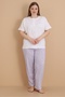 Mrn 4514 Floral Short Sleeve Cotton Combed Cotton Plus Size Women's Pajama Set - 4