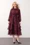 Floral Patterned Layered Chiffon Dress with Volants Bordo 9462-E