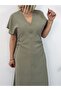5478 Waist Draped, V-Neck, Tencel Fabric Dress - 6
