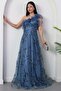 Strapless Neckline One-Shoulder Sequin Tulle Dress 6111 - 5