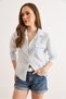 Women's Baby Blue Striped Textured Shirt with Pockets Gml-19001448 - 3