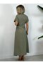 5478 Waist Draped, V-Neck, Tencel Fabric Dress - 7