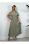5478 Waist Draped, V-Neck, Tencel Fabric Dress - 3