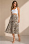 Women's Elastic Waist Lace-Up Patterned Flounce Summer Midi Skirt - 2