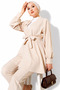 Women's Belt Detailed Plain Jacket and Trousers Top and Bottom Set 2150 - 3