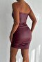 Women's Lame Leather Stylish Mini Drawstring Dress - 2