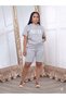 Shorts - Women's Gray Oversize Relaxed Fit High Waist Lace-Up Casual Shorts