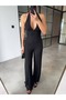 Chest and Back Decollete Tulle Jumpsuit Black - 2