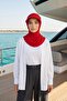 شال عملي من القطن الممشط مزود بحافة قابلة للإزالة وقابلة للتعديل ومضادة للانزلاق، SPS-1، أحمر - 3