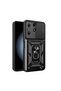 Tecno Spark 10 Pro Case with Magnetic Stand and Camera Protection Brsa Sliding Vega Cover - Black