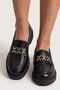 Genuine Leather Black Women's Loafer Shoes with Metal Buckle Detail, Lightweight, Comfortable, Modern Design - 4