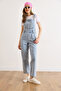 Women's Light Blue Denim Salopet with Kangaroo Pockets Slp-19000042 - 4