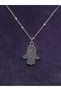 Hz. Fatma Ana Eli Authentic Traditional Embroidered Steel Necklace Women's Jewelry Accessory Abundance Blessing Symbol Stylish Necklace