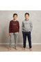 Young Men's Cotton Collared Buttoned Long Sleeve Pocketed Gift 2-Piece Top and Bottom Pajama Set Al003 - 2