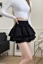 Black Ruffled Waisted Layered Shorts Grunge Y2K Mini Skirt - 2