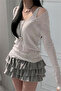 Gray Ek Strap Madonna Collar Harajuku Grunge Y2K Long Sleeve Crop - 3