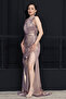 Pleated One-Shoulder Long Designer Dress - Li̇la - 5